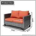 thumbnail image 2 of XIZZI Outdoor Furniture 50" Loveseat Sofa Couch with Gray Wicker Rattan(Orange Cushion), 2 of 8