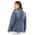 thumbnail image 5 of Agnes Orinda Women's Plus Size Fall Outfits Drawstring Waist Zipper Denim Jacket, 5 of 6
