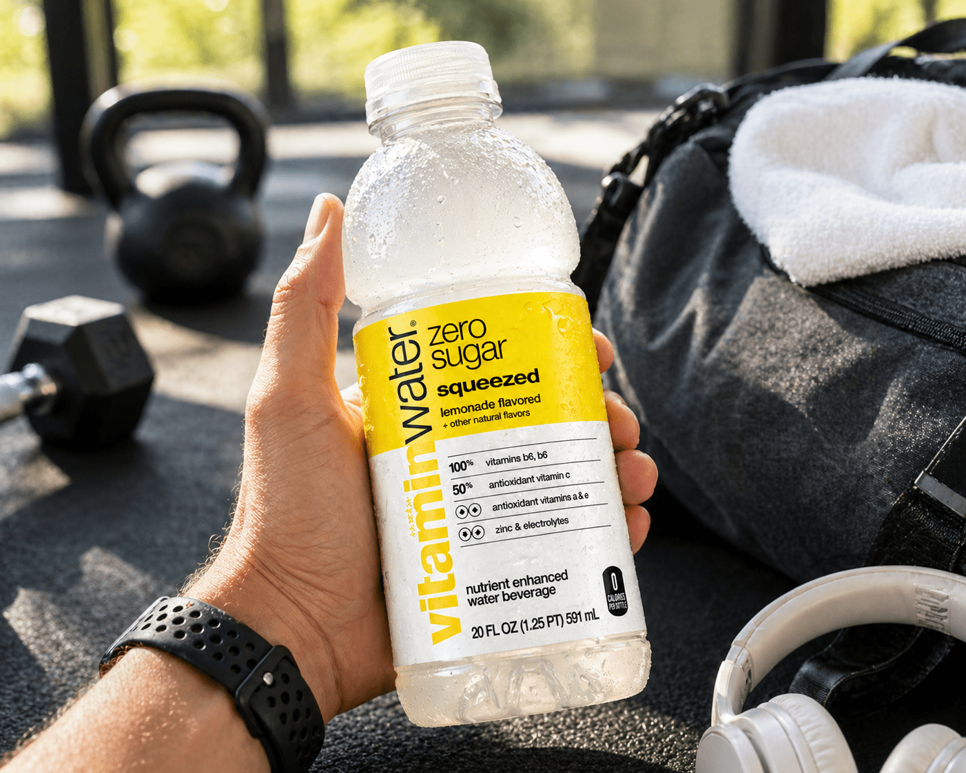 vitaminwater zero sugar Squeezed Lemonade Nutrient Enhanced Water Beverage, Naturally Flavored, 4 Count
