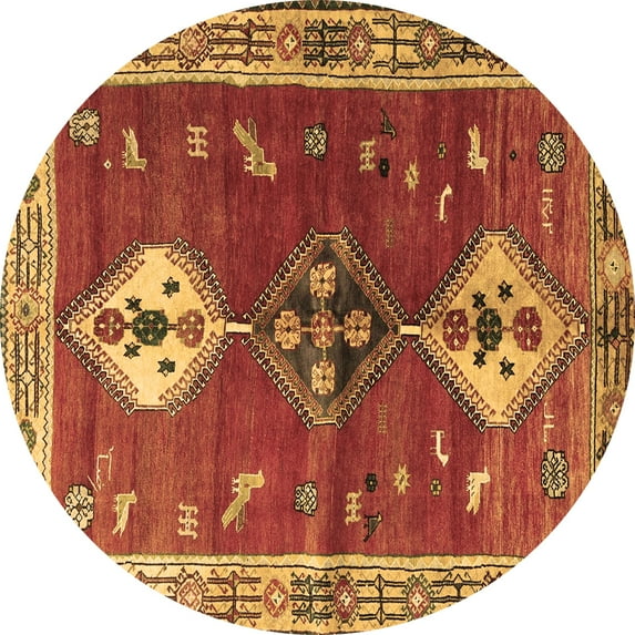 Ahgly Company Machine Washable Indoor Round Persian Brown Traditional Area Rugs, 4' Round