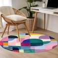thumbnail image 4 of Round Rugs 4Ft, Colorful Abstract Art Round Area Rug Washable Indoor Throw Carpet, Modern Geometric Oil Painting Soft Non Slip Circle Rug for Kitchen Nursery Room Home Decor Aesthetic, 4 of 8