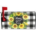 thumbnail image 3 of Spring Sunflower Wreath Mailbox Covers Magnetic 21x18 Inch with Home Sweeet Home Buffalo Plaid Decor Mailbox Decals Mailbox Wrap Post Letter Box Cover for Garden Yard Letter Box Decoration, 3 of 6