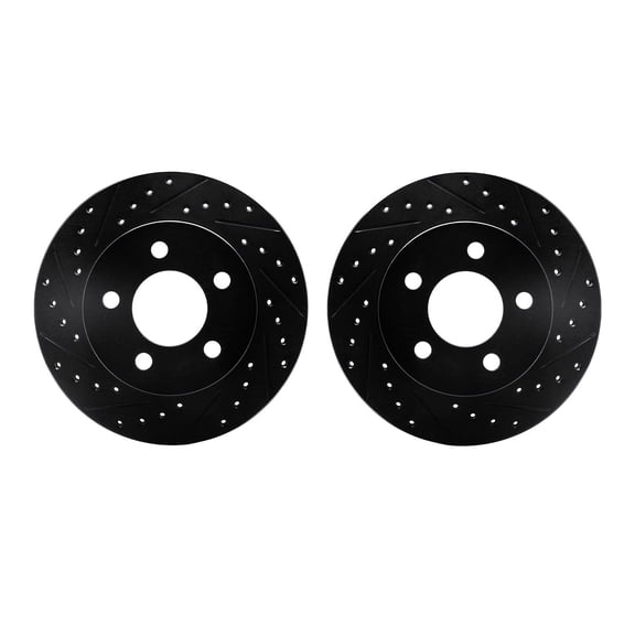 Dynamic Friction Company Front Brake Rotors-Drilled and Slotted-Black 8002-42011