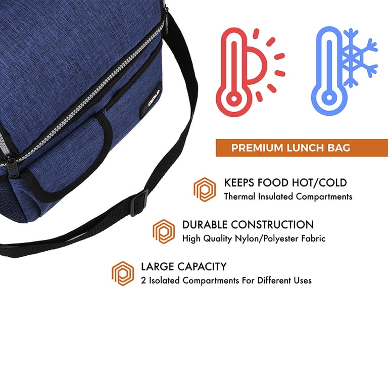 OPUX Insulated Dual Compartment Lunch Bag, Navy photo 2