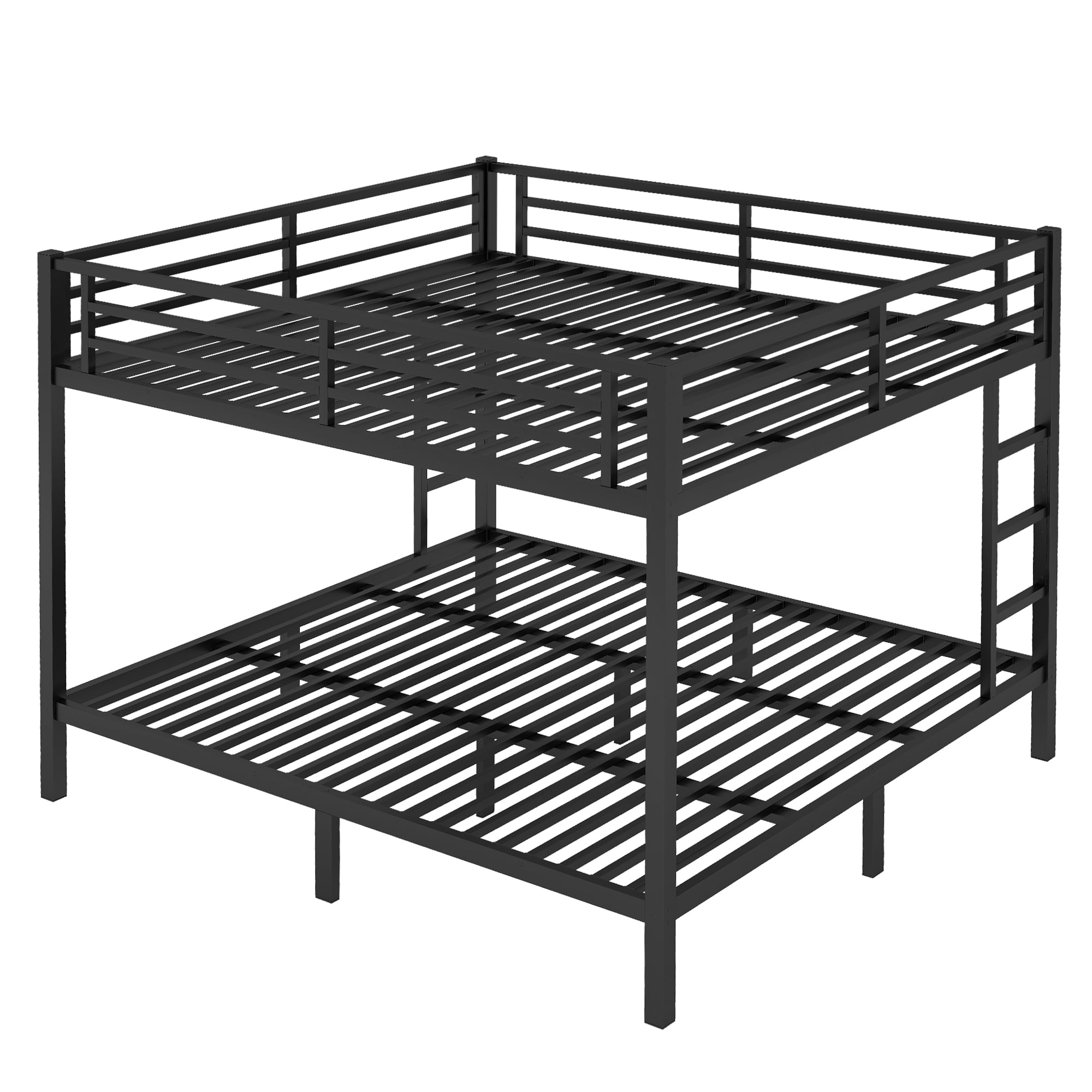 Aukfa Heavy Duty King over King Metal Bunk Bed with Ladders and Guardrail for Kids, Teens and Adults, Black