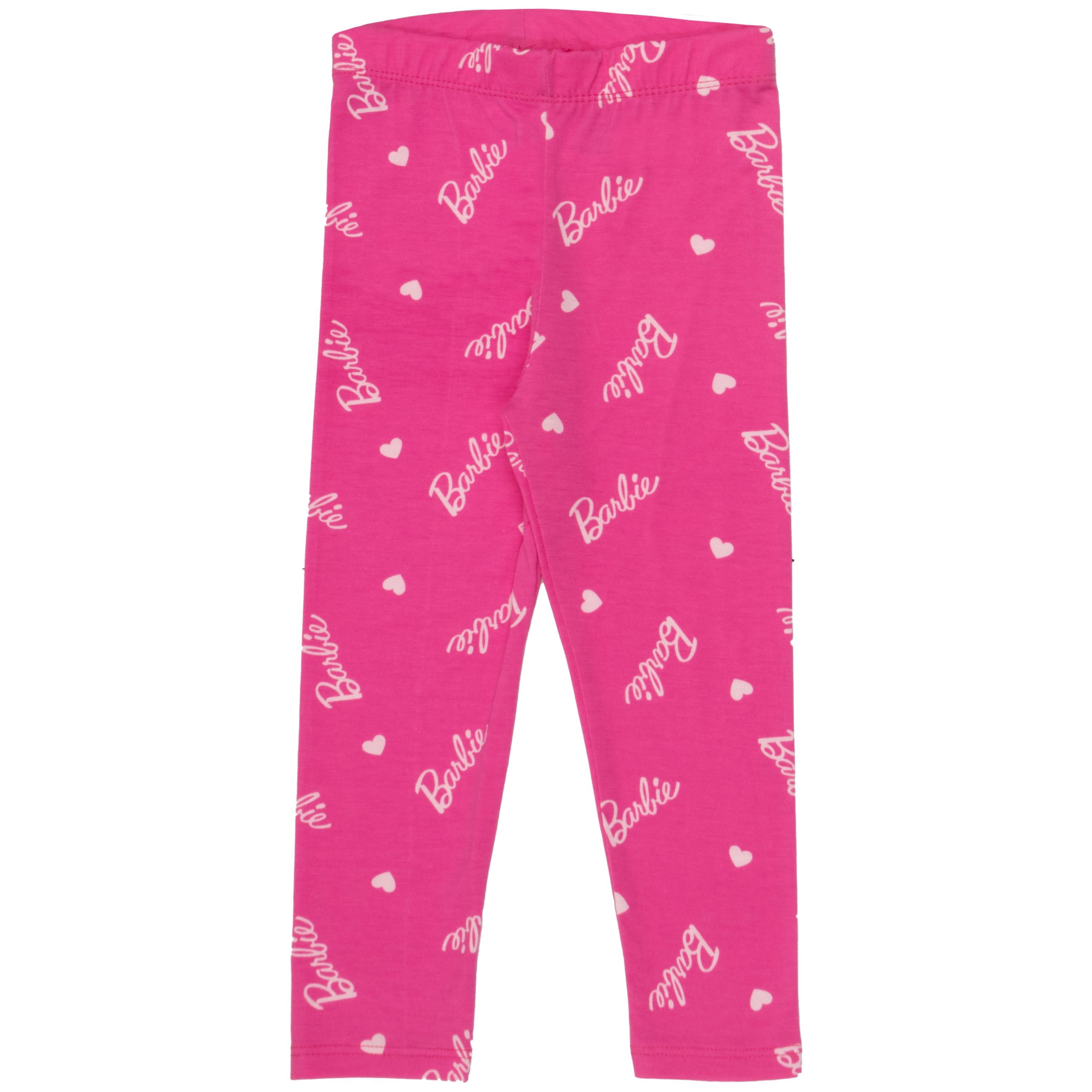 Barbie Girls Short Sleeve T-Shirt & Leggings Set, Short Sleeve Tee and Leggins 2 Piece Set for Girls (2T-6)
