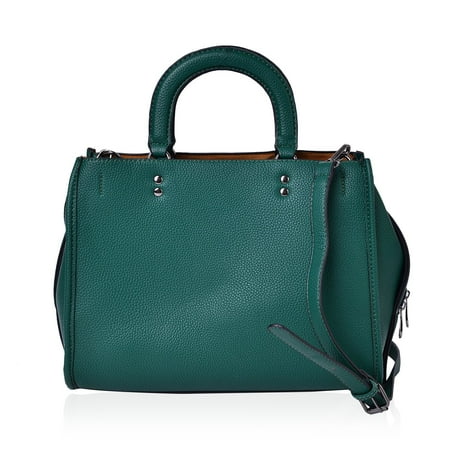 Lc Dark Green Faux Leather Tote Bag