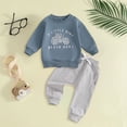thumbnail image 2 of Karoyedx Toddler Clothes for Boys Toddler Baby Boy Fall Winter Outfits Letter Crewneck Sweatshirt Casual Pants 2Pcs Clothes Set Blue Size,18-24 Months, 2 of 6
