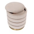 thumbnail image 3 of Pouf de Rangement Rond en Velours Beige avec Base en Chrome Doré (Lot de 2), 3 of 3