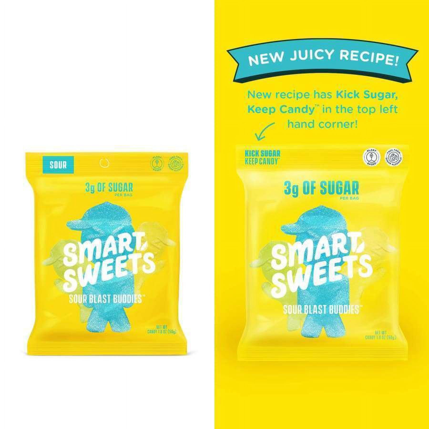 SmartSweets Sour Blast Buddies, Candy With Low Sugar 3g, Low Calorie 100, Net Carb 12, Plant Based, Gluten Free, No Artifical Colors or Sweeteners 1.8 Oz Bags (Pack of 6)