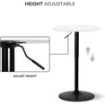 thumbnail image 4 of 23.5 Inch Round Pub Table Cocktail Table, 27.5"- 36" Height-Adjustable, Bar Table High Top Table with Metal Pole and Base, for Dining Room Kitchen Patio Bar, White, 4 of 9