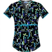 Women's Empire Wrap Deco Butterfly Print Scrub Top