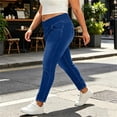 thumbnail image 4 of Plus Size Skinny Jeans for Women Crossover Elastic Stretch Waist Skinny Full Length Denim Pants with Pockets High Waisted Stretchy Denim Pants, 4 of 6