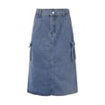 thumbnail image 4 of B91xZ Jupes Midi pour Femmes Jupe Crayon Longue en Coton Stretch Modeste, Bleu TG, 4 of 5