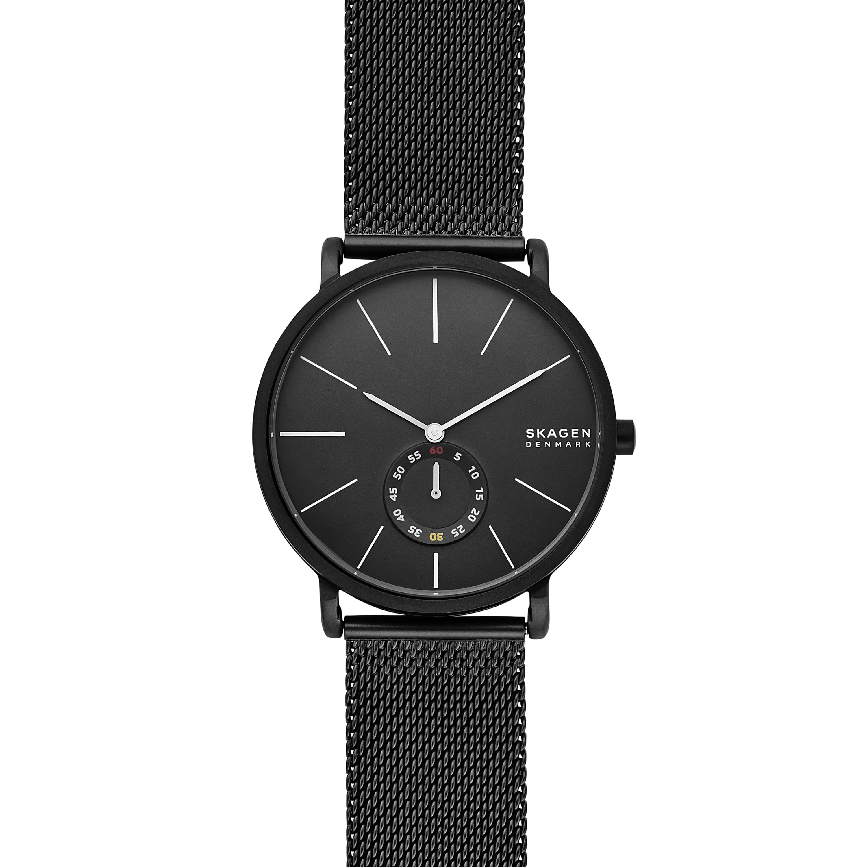 skagen hagen men's black mesh strap hybrid smart watch