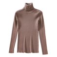 thumbnail image 1 of Suéter de punto de mujer Jersey de cuello alto de punto grueso de mujer - café Magideal Suéter de punto de mujer, 1 of 7