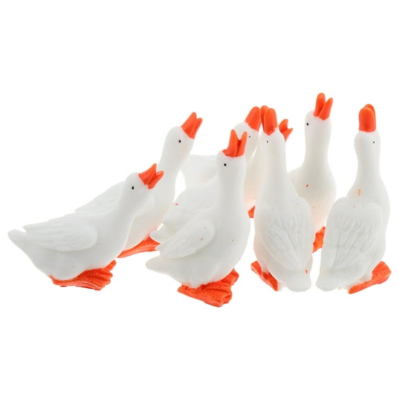 HOOWIFFY 8-Piece Miniature White Goose Resin Statues Table Centerpiece Decorative Figurines for Office Home Decor