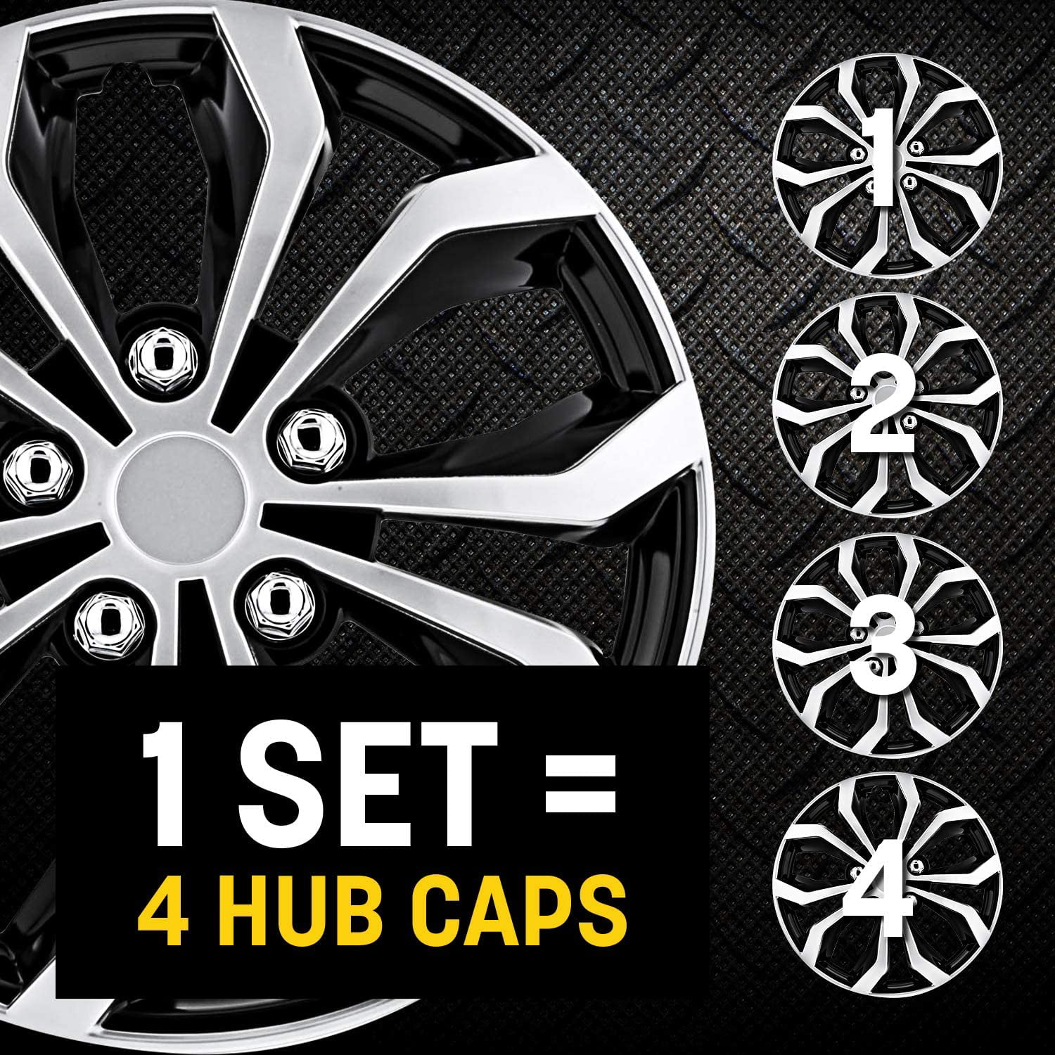 Wheel Covers Hubcaps Set of 4,Black,WH553-18S-S Pilot Automotive Spyder Performance 18 in 
