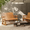thumbnail image 5 of Zimtown Outdoor Swing Glider Chair,2-Person Patio Wooden Glider Bench with Cup Holder, Teak, 5 of 12