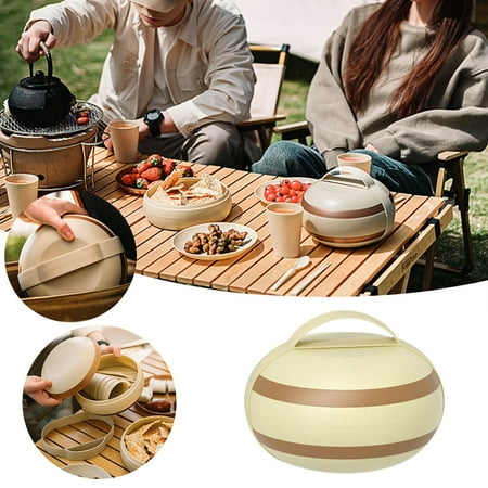 

Kitchen Supplies on Sale！Outdoor Tableware Portable Camping Picnic Fruit Snack Premium Plastic Bowls Dishes Forks Chopsticks Storage