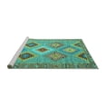 thumbnail image 2 of Ahgly Company Machine Washable Indoor Square Southwestern Turquoise Blue Country Area Rugs, 3' Square, 2 of 4