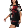 thumbnail image 2 of Rateoe Red And White Screaming Demon Skull Pattern Women's Short-Sleeved Pajama Set - 2 Piece Soft and Lightweight Sleepwear Set-XX-Large, 2 of 7