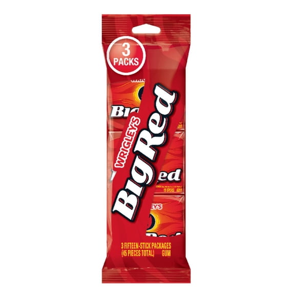 Wrigley's Big Red Cinnamon Chewing Gum, 3 Pk - 45 pc (Packaging May Vary)