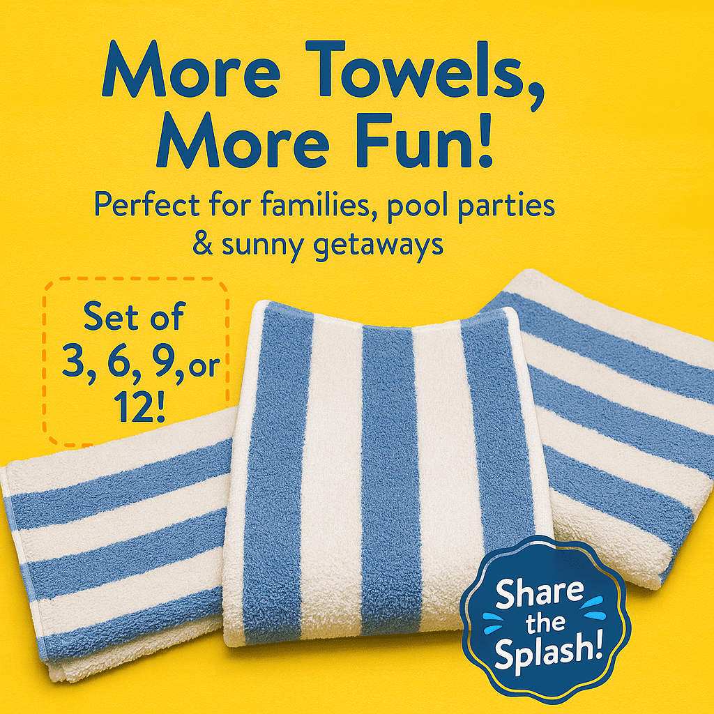 Cabana Beach Pool Spa Towels Striped Blue/White 100% Cotton 30" x 60"