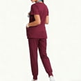 thumbnail image 3 of black scrubs sets for women,Scrubs Plus Size Women,Stretch V-Neck Scrub Top & Jogger Pant,Quick Dry Zipper Nursing Workwear with Pockets - Wine - M, 3 of 4