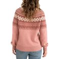 thumbnail image 5 of JUUNthy Sweater for Womens, Striped Knitted Crewneck Long Sleeve Fashion Fall Winter Clothes Tops Pink 3XL, 5 of 5