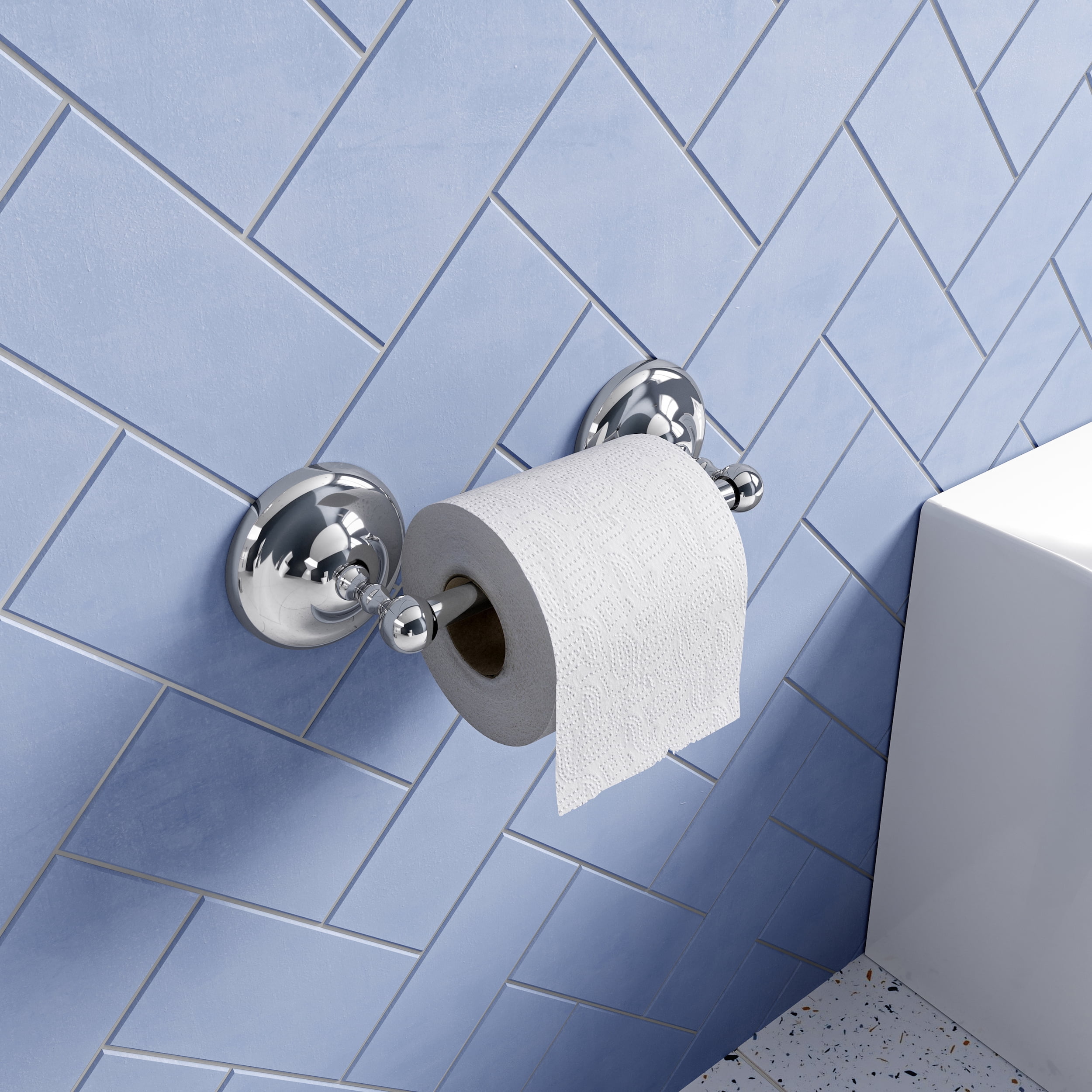 Croydex Chrome Silver Wall-Mounted Toilet Paper Holder