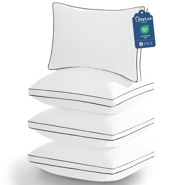 Juego de 4 almohadas CozyLux, tamaño queen, suave alternativa al plumón 3D