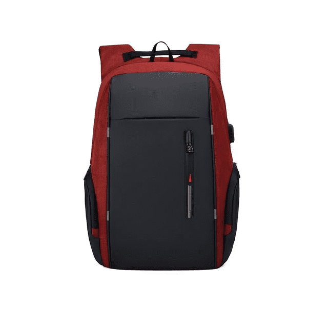 Mochila Para Laptop Con Puerto Y Cable Usb Negro con Rojo
