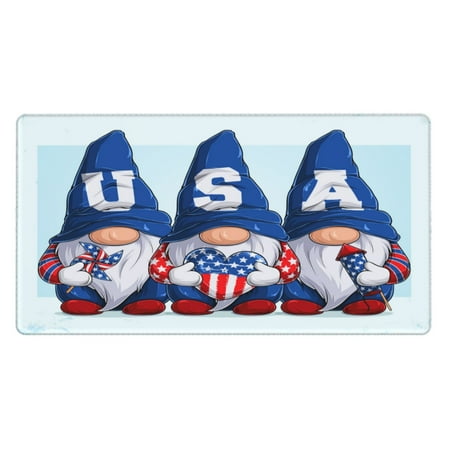 Qekee Cute Gnomes in USA Print Desk Pad Protector Mouse Pad Office Desk Mat Desk Blotter Laptop Desk Pad Waterproof Desk Writing Pad for Office and Home