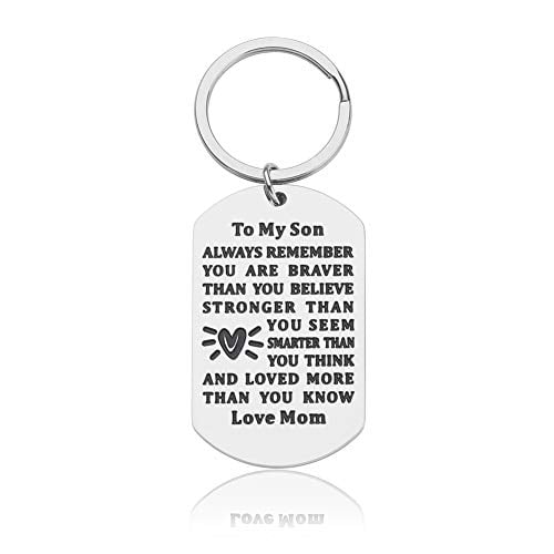 To My Son Key Chain Stronger Charm Family Gifts Key Ring for Kids Sons 