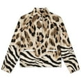 thumbnail image 4 of Jackets for Women Winter Coat Jackets Flannel Stand Collar Jacket(Leopard Zebra Mixed Print Fabric,Size:S-4XL), 4 of 7