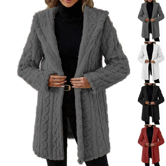 Akafmk Fall/Winter Plus Size Womens Fleece Jackets,Womens Winter Warm Coats,Solid Color Long Sleeve Loose Outdoor Sherpas Jacket Teddy Coat