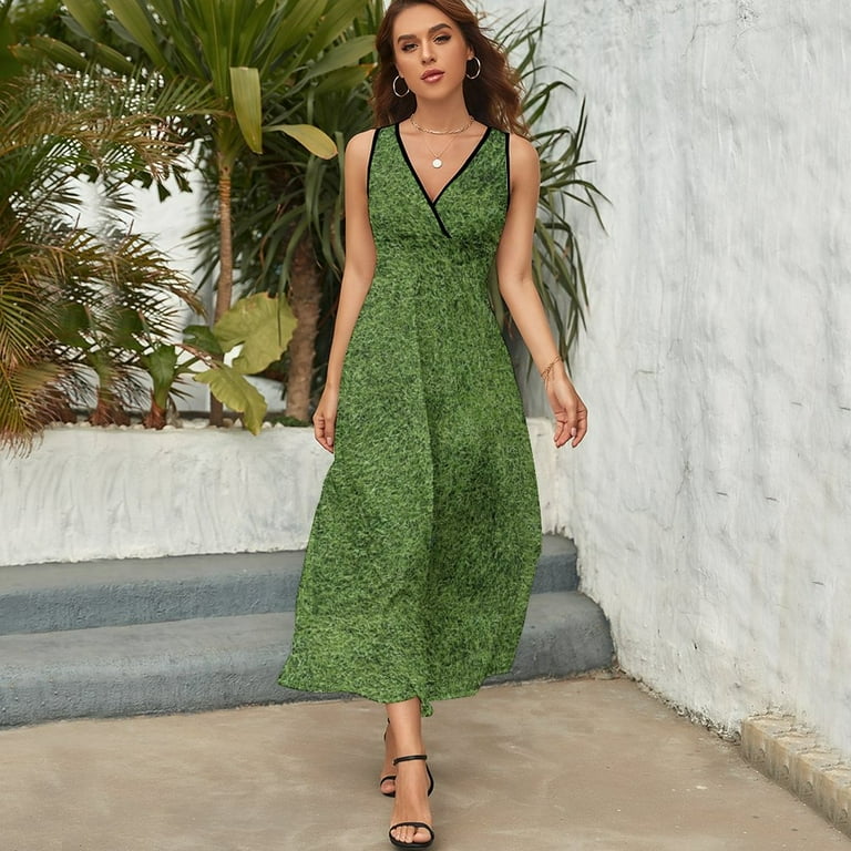 Sleeveless Dress Astroturf Lush Green Turf Grass Athletic Field Texture  luxury woman party dress Cl - Walmart.com