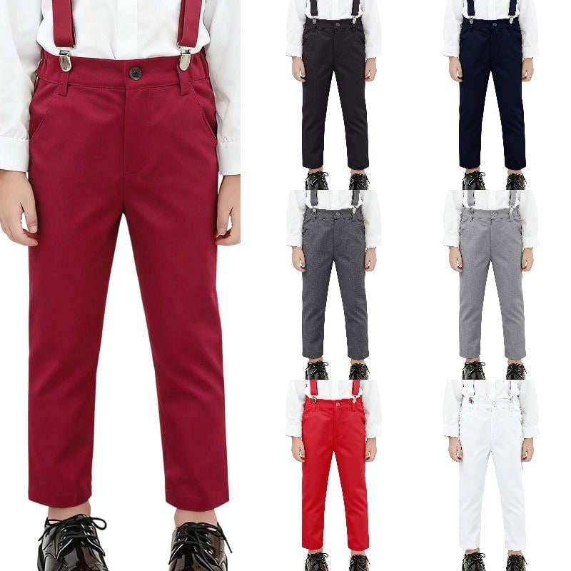 EYNMVR Boys Dress Pants for School formal Occasions Comfortable Flat Front Trousers With Adjustable Waistband Durable Twill Fabric Classic Fit 9-10 Years