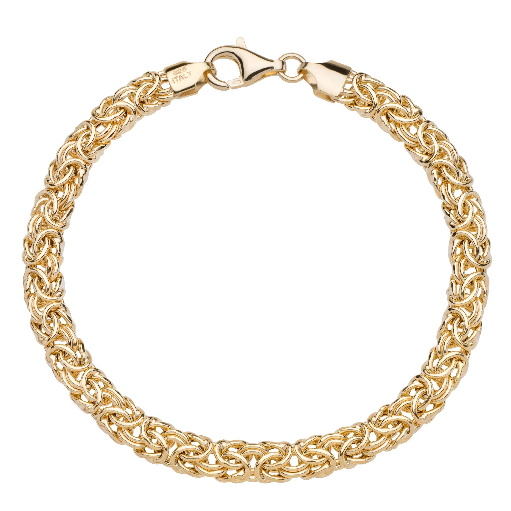Miabella Italian 18K Gold Over Sterling Silver Byzantine Bracelet for Women, Handmade in Italy (Length 7.5 Inches)