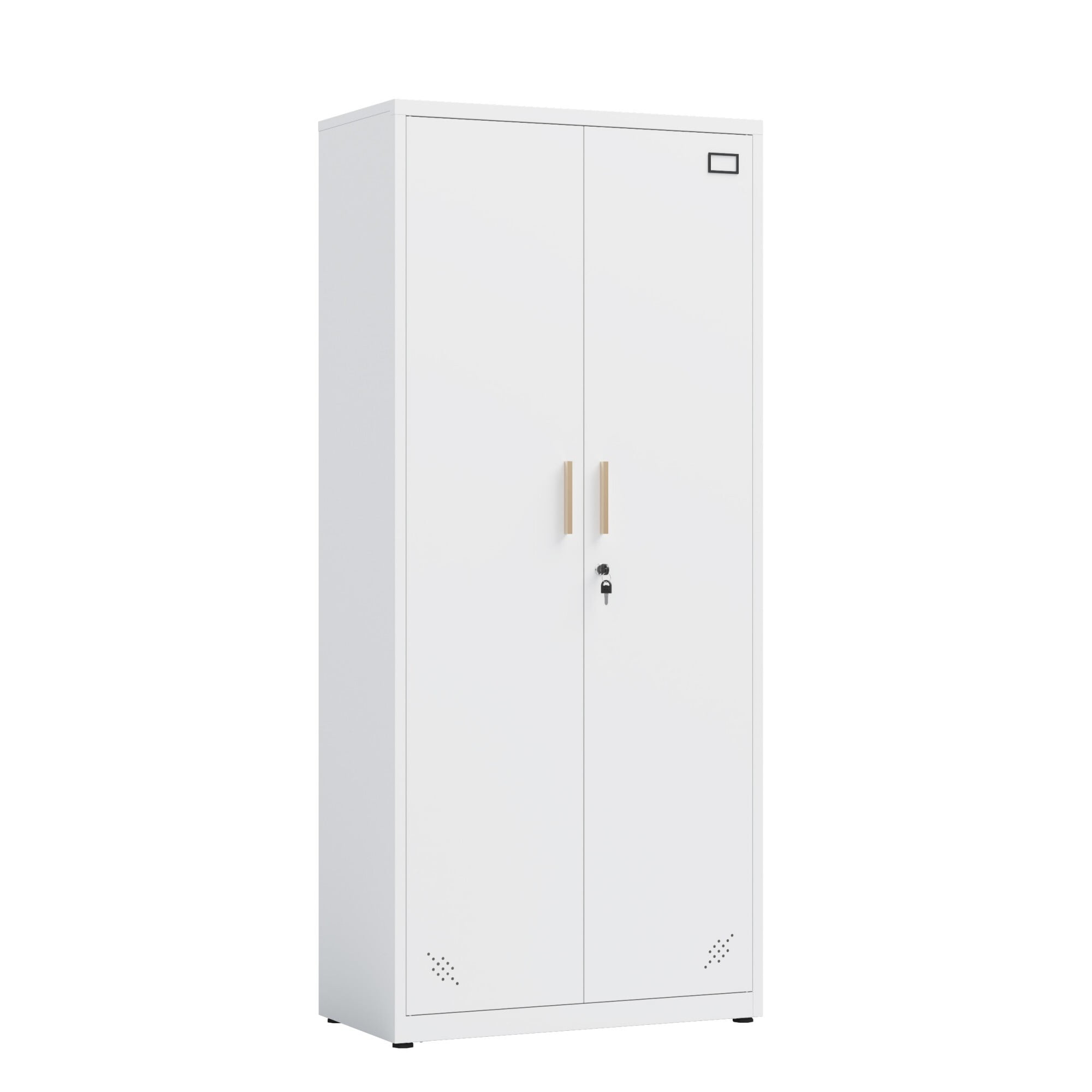 AENKYO 68.9" Heavy Duty Metal Storage Cabinet with Adjustable Shelves & Lock, Steel Locker for Home and Office, White