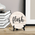 thumbnail image 3 of Round Flush, Light Wood Color Bathroom Table Sign with Acrylic Easel (5 x 5"), 3 of 3