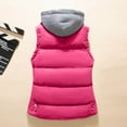 thumbnail image 5 of Tiqkatyck Sweater Vest Ladies Fashion Pure Color Zipper Cotton Waistcoat Waistcoat Short Warm Vest Puffer Vest Women Hot Pink, 5 of 6