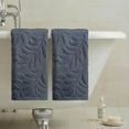thumbnail image 4 of 2 toallas de mano de primavera de jacquard con hojas 3D grises para baño, 100% algodón, suaves y absorbentes, 4 of 4