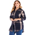 thumbnail image 3 of Sonbest - Camisa a cuadros de franela de talla grande para mujer, enrollable, de manga larga, con botones, camisas casuales para novio Inevent SH1104-150, 3 of 5