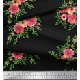 thumbnail image 2 of Soimoi Black Cotton Duck Fabric Flower Floral Printed Craft Fabric 1 Yard 44 Inch Wide, 2 of 3
