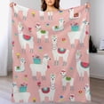 thumbnail image 5 of Llama Alpaca Blanket Llama Gifts for Girls Women Llama Throw Blanket for Kids Adults Soft Warm Cozy Fleece Blanket for Couch Sofa \u200bBed 40"x50", 5 of 6
