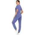 thumbnail image 2 of Minty Mint, Women's, Solid Stretch Medical Uniform Scrub Set V Neck Top Cargo Tapered Jogger Pants, Ceil Blue, XS, 2 of 2