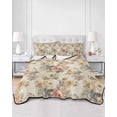 thumbnail image 2 of Quilts Twin-XL Size Bedding Set, White Pink Beige Peony Lightweight Quilted Comforter, Farmhouse Vintage Floral Botanical Soft Bedspread Coverlet with Pillow Covers for All Season, 68" x 98", 2 of 7
