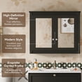 thumbnail image 2 of GZXS 36" Bathroom Medicine Cabinet with Double Mirror Doors, Wall Mounted Wooden Hanging Organizer with Adjustable Shelves, for Entryway, Bedroom, Living Room, Black, 2 of 9